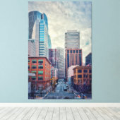 Stad bij zonsopgang canvas afdruk (Insitu (Houten vloer))