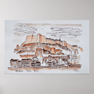 Stad Bonifacio   Corsica, Frankrijk Poster