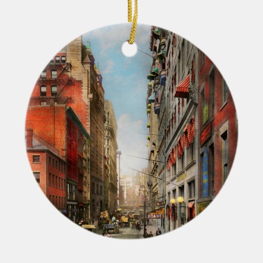 Stad - Boston MA - State St 1905 Keramisch Ornament (Voorkant)