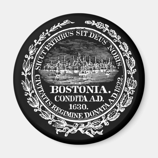  stad Boston Seal, wit Magneet (Voorkant)