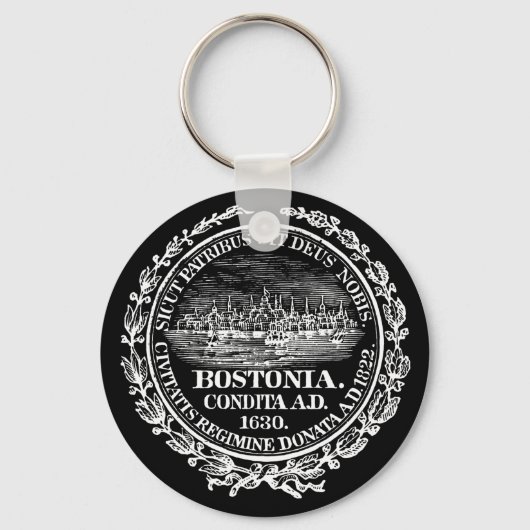 stad Boston Seal, wit Sleutelhanger (Voorkant)