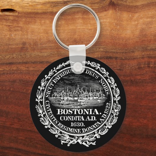  stad Boston Seal, wit Sleutelhanger (Voorkant)
