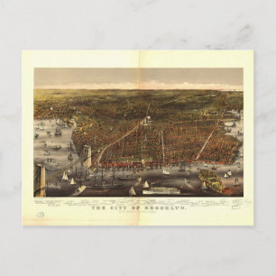 Stad Brooklyn New York via Currier en Ives 1879 Briefkaart