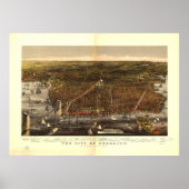 Stad Brooklyn New York via Currier en Ives 1879 Poster (Voorkant)
