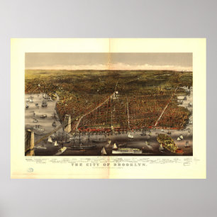Stad Brooklyn New York via Currier en Ives 1879 Poster