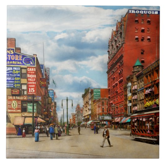 Stad - Buffalo NY - Tekenen van de Times 1900 Tegeltje (Voorkant)