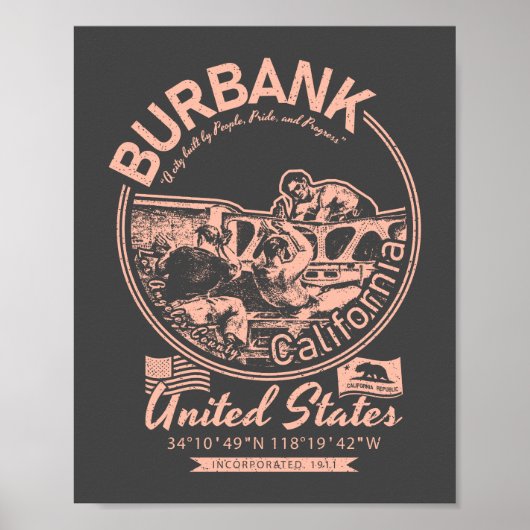 STAD BURBANK CALIFORNIA - BURBANKPERSONEN POSTER (Voorkant)