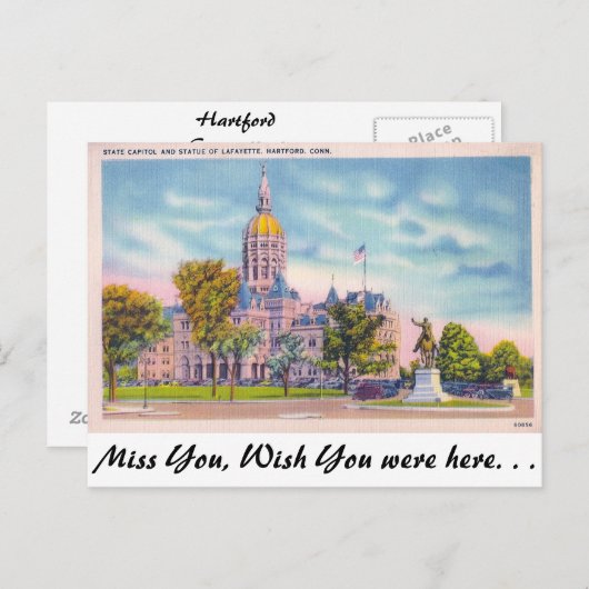 Stad Capitol, Hartford, Connecticut Briefkaart (Voorkant / Achterkant)