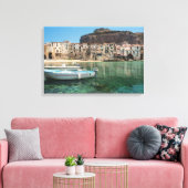 stad Cefalu op Sicilië Canvas Afdruk (Insitu (Woonkamer))