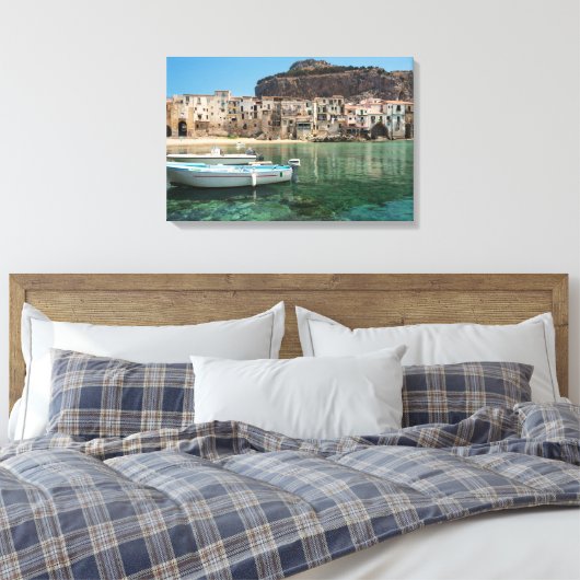 stad Cefalu op Sicilië Canvas Afdruk (Insitu (Slaapkamer))