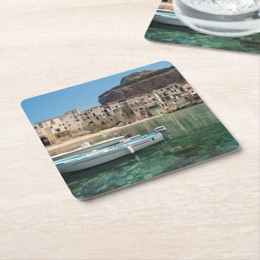 stad Cefalu op Sicilië Kartonnen Onderzetters (Schuin)