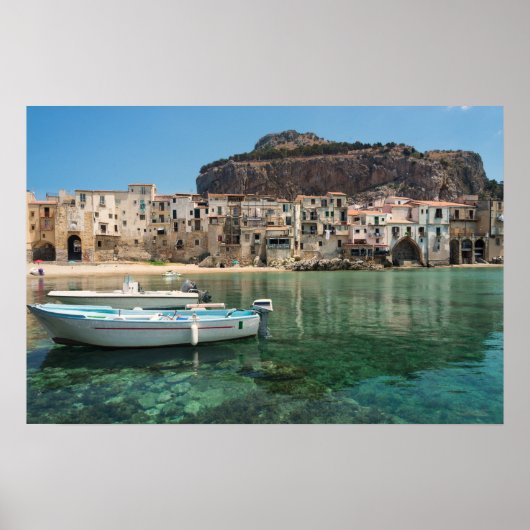 stad Cefalu op Sicilië Poster (Voorkant)
