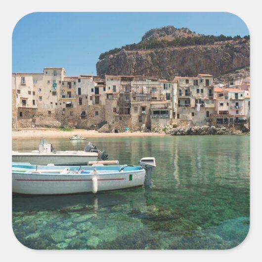 stad Cefalu op Sicilië Vierkante Sticker (Voorkant)
