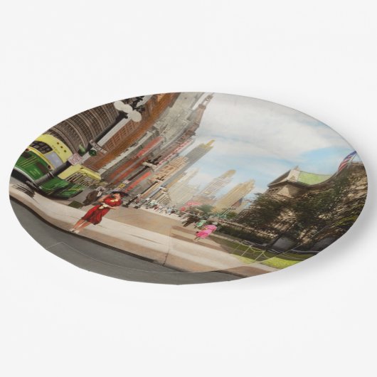 Stad - Chicago IL - de Magnificent Mile 1940 Papieren Bordje (Gekanteld)