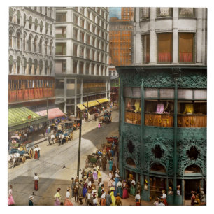 Stad - Chicago IL - Gewoel en drukte 1907 Tegeltje