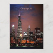 Stad Chicago Illinois Night Skyline Briefkaart (Voorkant)