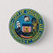 Stad Chicago Seal Ronde Button 5,7 Cm (Voorkant)