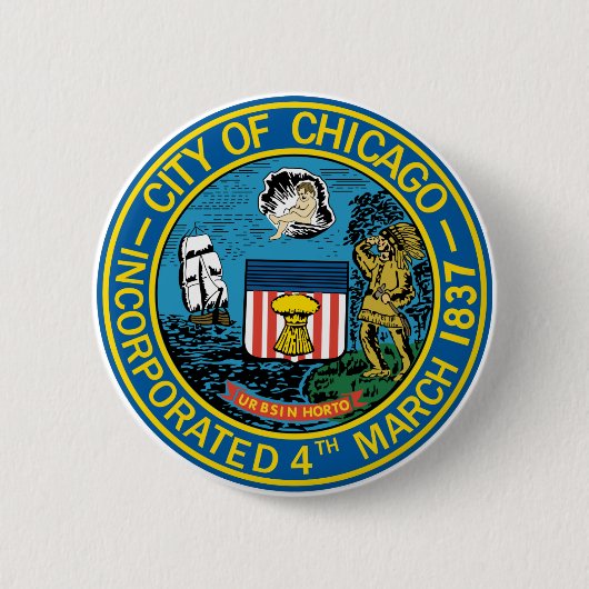 Stad Chicago Seal Ronde Button 5,7 Cm (Voorkant)