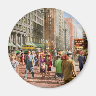 Stad - Chicago - Shopping Crowds 1940 Magneet