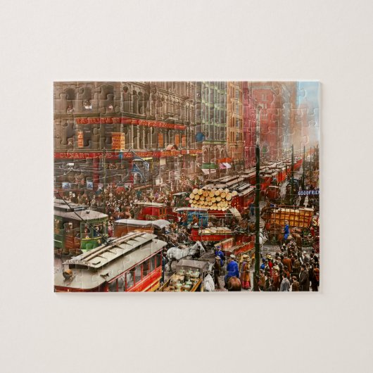 Stad - Chicago - Verkeersham op Dearborn St. 1909 Legpuzzel (Horizontaal)