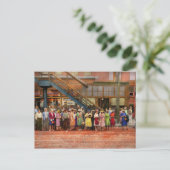 Stad - Chicago - Wachten op een straatauto in 1940 Briefkaart (Staand voorkant)