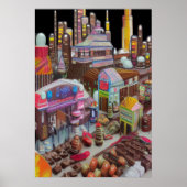 Stad chocolade en snoep | AI Art Poster (Voorkant)