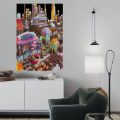 Stad chocolade en snoep | AI Art Poster