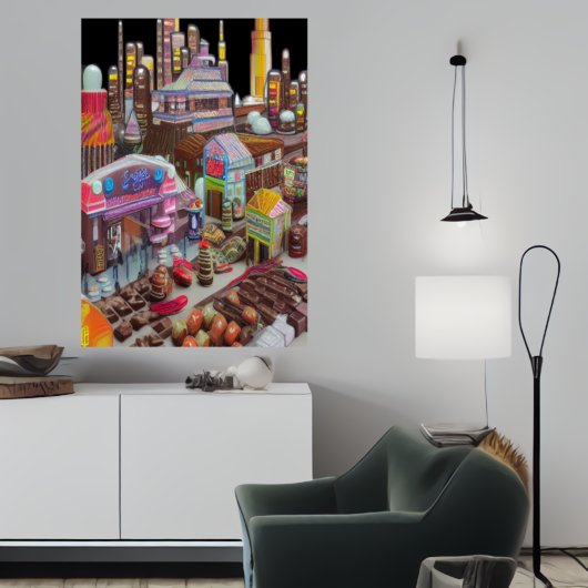 Stad chocolade en snoep | AI Art Poster