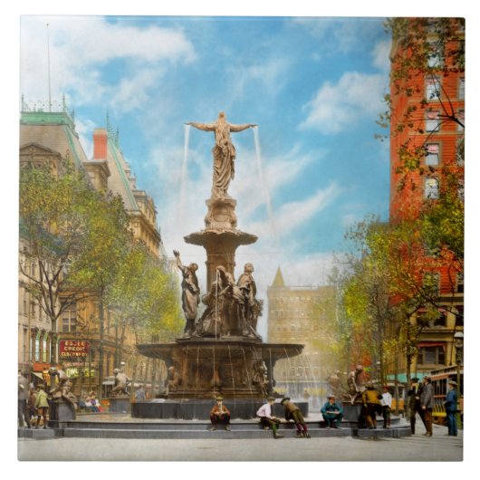 Stad - Cincinnati OH - Het geniale van water 1906 Tegeltje (Voorkant)