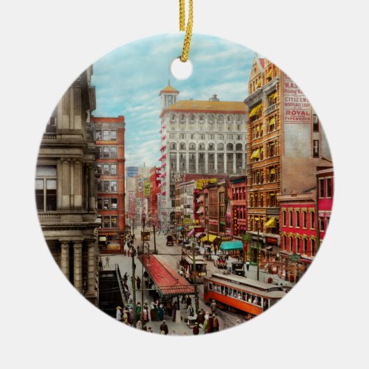 Stad - Cincinnati, OH - Queen City 1915 Keramisch Ornament (Voorkant)