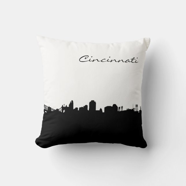 Stad Cincinnati Ohio Skyline Landmark Pillow Kussen (Voorkant)