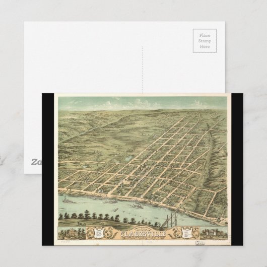 Stad Clarksville Tennessee (1870) Briefkaart (Voorkant / Achterkant)