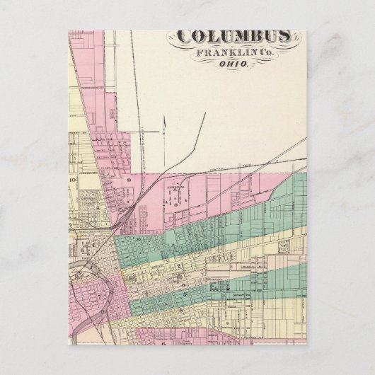 Stad Columbus, provincie Franklin, Ohio Briefkaart (Voorkant)