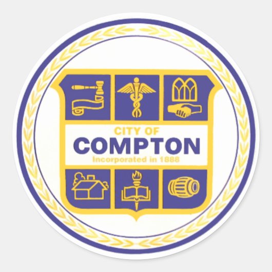 Stad Compton Seal (Californië) Ronde Sticker (Voorkant)