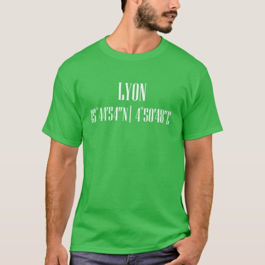 Stad Coördinaten Lyon grappig T-shirt (Voorkant)