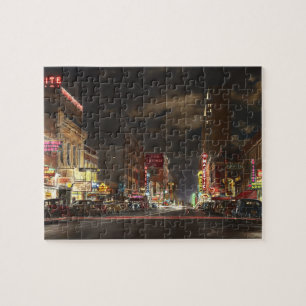 Stad - Dallas TX - Elm street 's nachts 1941 Legpuzzel