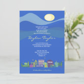 Stad David Jewish Baby Naming Invitation Hebrew Kaart (Staand voorkant)