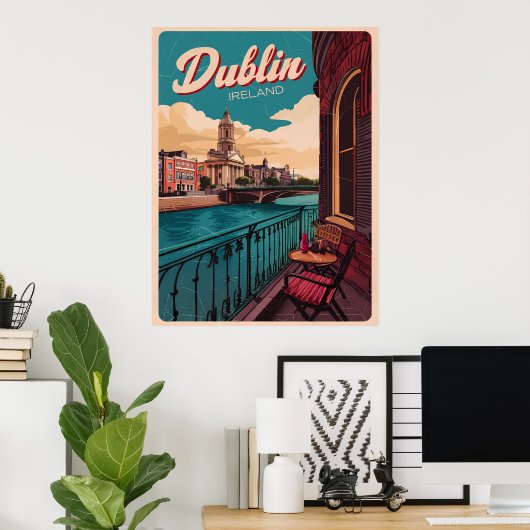  stad Dublin, Ierland republiek reisgeschenken Poster (Thuiskantoor)