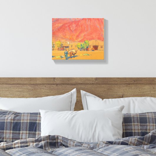 Stad en kliffen door Maynard Dixon Canvas Afdruk (Insitu (Slaapkamer))