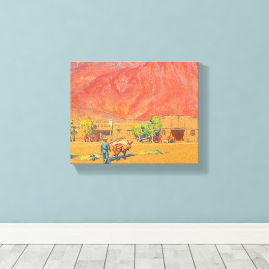 Stad en kliffen door Maynard Dixon Canvas Afdruk (Insitu (Houten vloer))