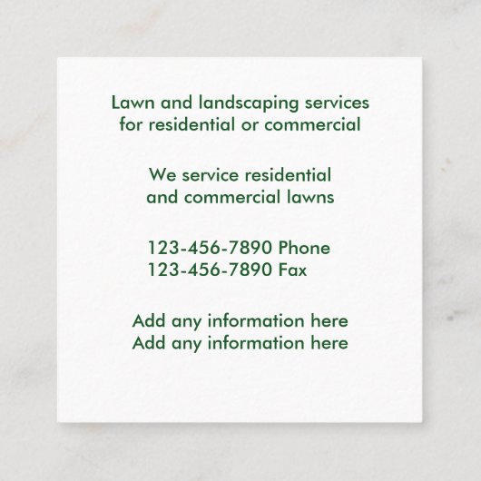 Stad- en landschapsarchitectuur vierkante visitekaartje (Achterkant)