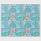 Stad- en spoorwegen cadeaupapier (Vlak)