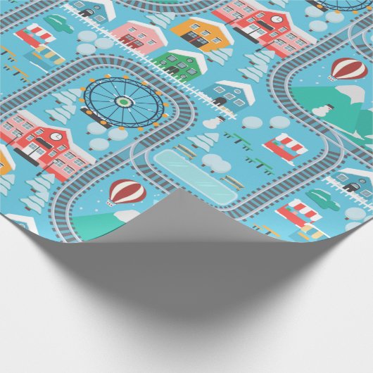 Stad- en spoorwegen cadeaupapier (Hoek)