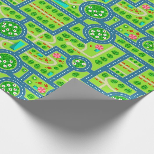 Stad en wegen cadeaupapier (Hoek)