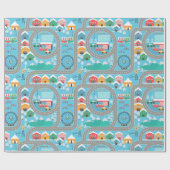 Stad en wegen cadeaupapier (Vlak)