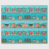 Stad en wegen cadeaupapier (Vlak)