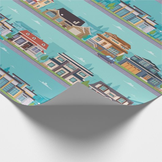 Stad en wegen cadeaupapier (Hoek)