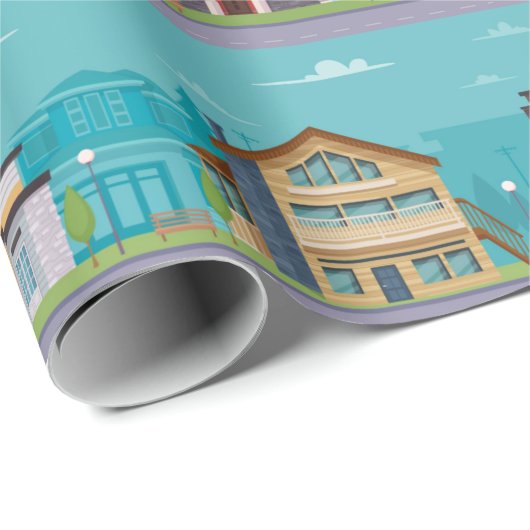 Stad en wegen cadeaupapier (Rol Hoek)