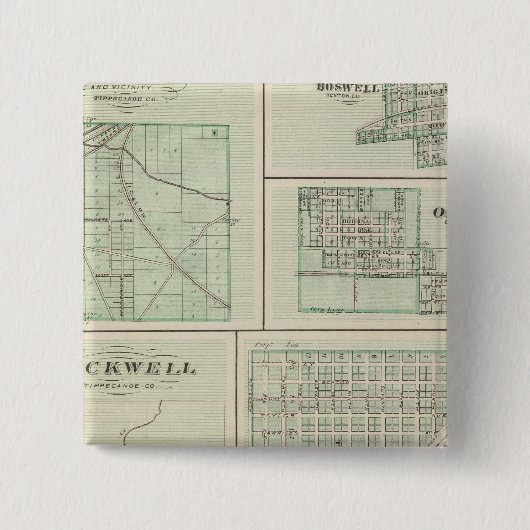 Stad Fowler, Benton Co. Vierkante Button 5,1 Cm (Voorkant)