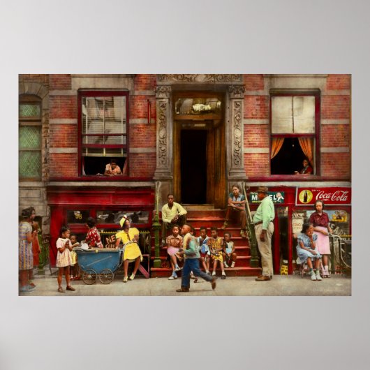 Stad - Harlem NY - Stoop life 1935 Poster (Voorkant)
